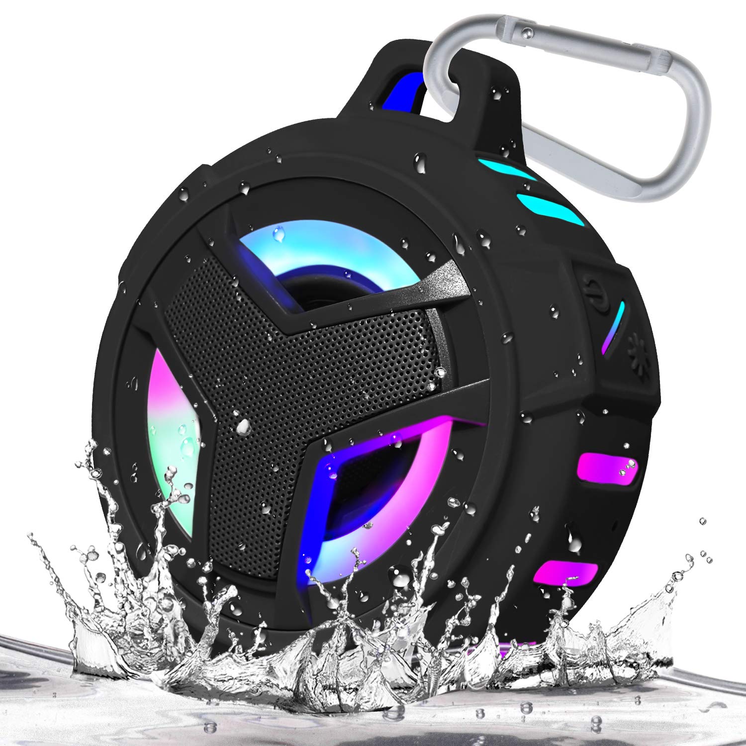  EBODA 蓝牙淋浴扬声器，便携式蓝牙扬声器，IP67 防水无线扬声器，带 LED 灯，浮动，2000mAh，真正的无线立体声，适用于皮划艇、海滩、男女通用礼品 -...