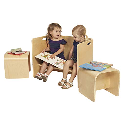 ECR4Kids - ELR-22202 天然曲木多用途儿童木椅套装（3 件套）桌子，小号