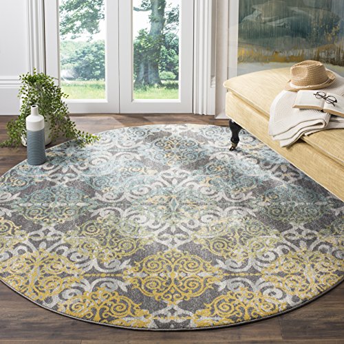Safavieh Evoke Collection灰色和象牙色圆形地毯，9'...