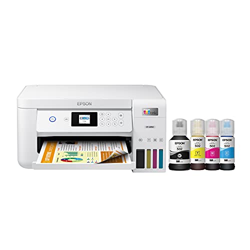 Epson EcoTank ET-2850 无线彩色一体式无墨盒 Supertank 打印机，具有扫描、复印和自动双面打印功能 - 完美的家庭打印机 - 白色