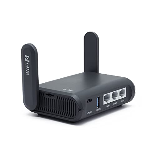  GL.iNET GL-AXT1800 (Slate AX) 便携式 Wi-Fi 6 旅行路由器扩展器/中继器，适用于酒店和公共网络 | VPN 客户端和服务器 | WiFi 和以太网之间的连接器 | OpenWrt 21.02|...