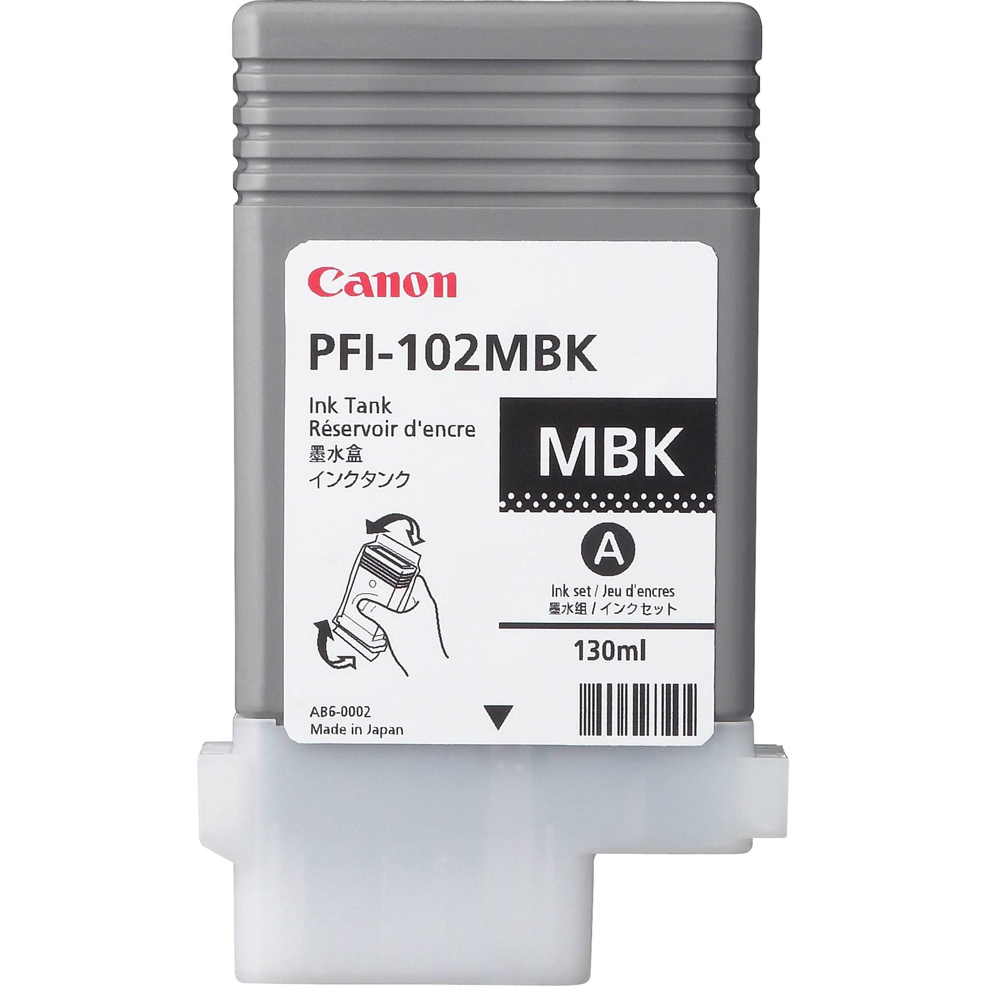 Canon Ipf PFI-102MBK 哑光黑色墨水罐 130ML 适用于 500 600 700 型号