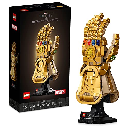 LEGO Marvel 无限手套套装 76191，收藏版灭霸手套，镶有无限宝石，收藏版复仇者联盟礼物，适合男士...