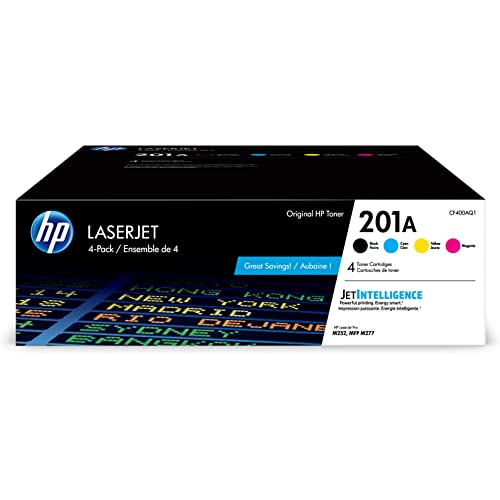 HP 原装 201A 黑色、青色、品红色、黄色碳粉盒（4 件装）|适用于 Color LaserJet Pro M252、Color LaserJet Pro MFP M277 系列 | CF400AQ1