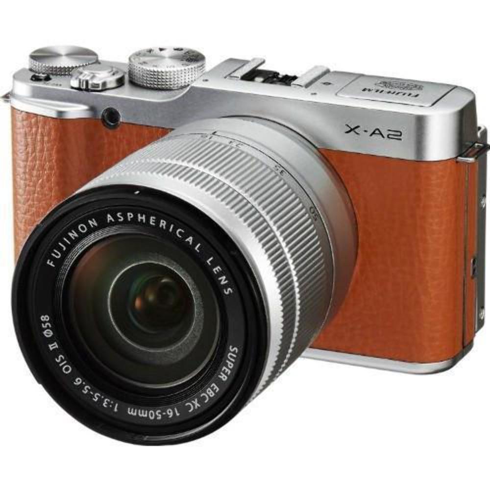 EBasket 带有16-50mm镜头的Fujifilm X-A2无镜数码相机（棕色）-国际版（无保修）