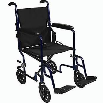 Roscoe Medical KTA1916SA-BL铝制运输轮椅，蓝色
