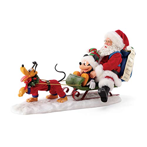 Department 56 可能的梦想迪士尼米老鼠、冥王星和圣诞老人外出送货雕像，8.5 英寸，多色