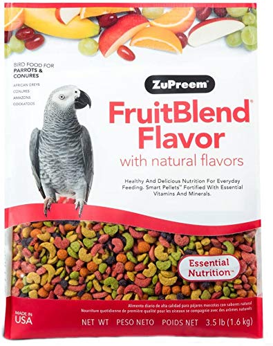  ZuPreem FruitBlend 风味颗粒鸟食，适用于鹦鹉和锥尾鹦鹉（多种尺寸） - 美国制造，每日混合，适用于帆船、非洲灰鹦鹉、塞内加尔鹦鹉、亚马逊鹦鹉、折...