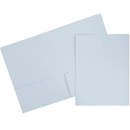 JAM Paper 优质哑光卡片纸双袋文件夹 - 淡蓝色 - 6 个/包...