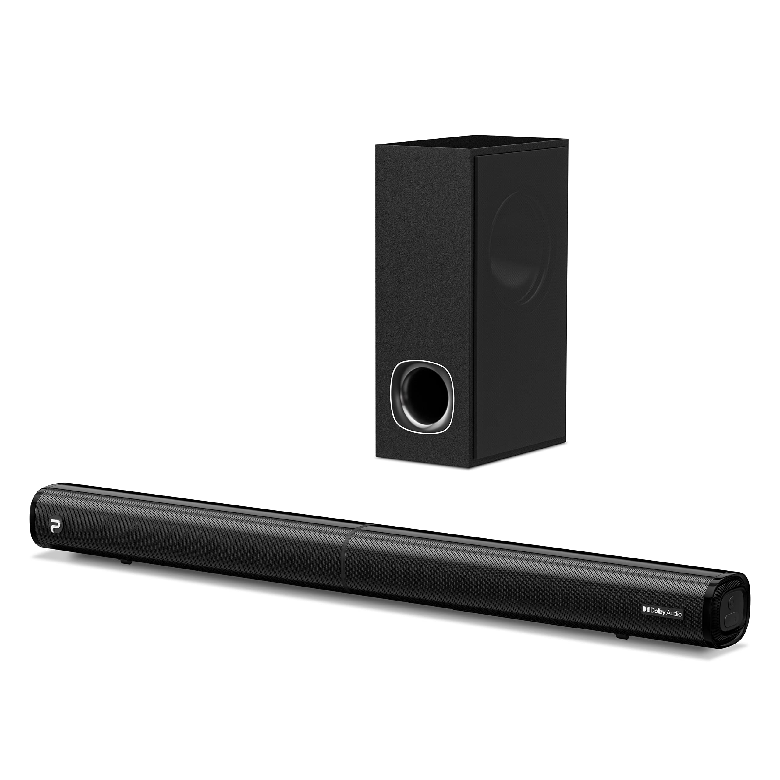 Pheanoo 条形音箱兼容杜比、带低音炮的 2.1 声道条形音箱、HDMI(ARC)/蓝牙 5.0/光纤/AUX 连接 D6