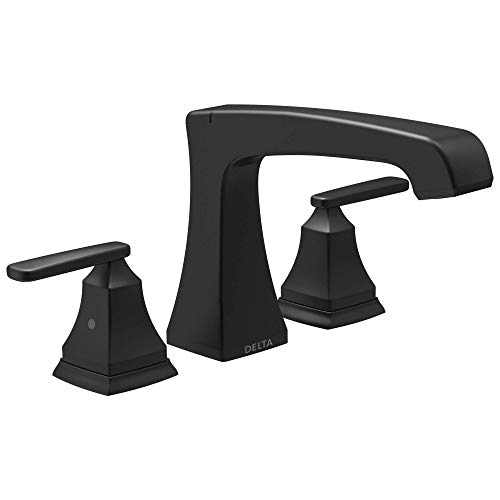 Delta Faucet T2764-BL Ashlyn 罗马浴缸装饰甲板安装式，不带分流器，哑光黑色
