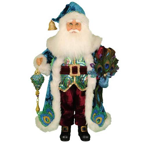 Karen Didion 原创孔雀圣诞老人雕像，19 英寸 - 手工制作圣诞度假家居装饰品和收藏品
