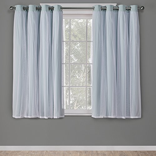 Exclusive Home Curtains 独家 Home Catarina 分层实心房间变光遮光和透明索...