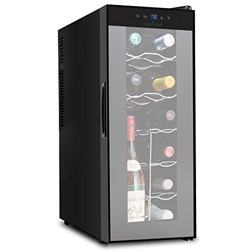 NutriChef 12 瓶热电酒柜台面酒窖 |独立式冰箱，静音运行冰箱