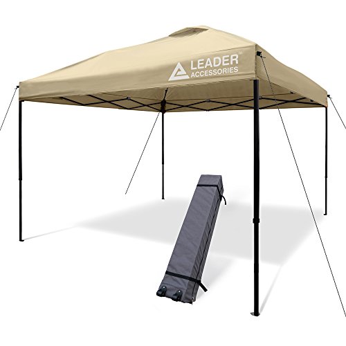Leader Accessories 弹出式天篷帐篷 10'x10' 天篷即时天篷庇护所直腿，包括轮式手提袋，米色