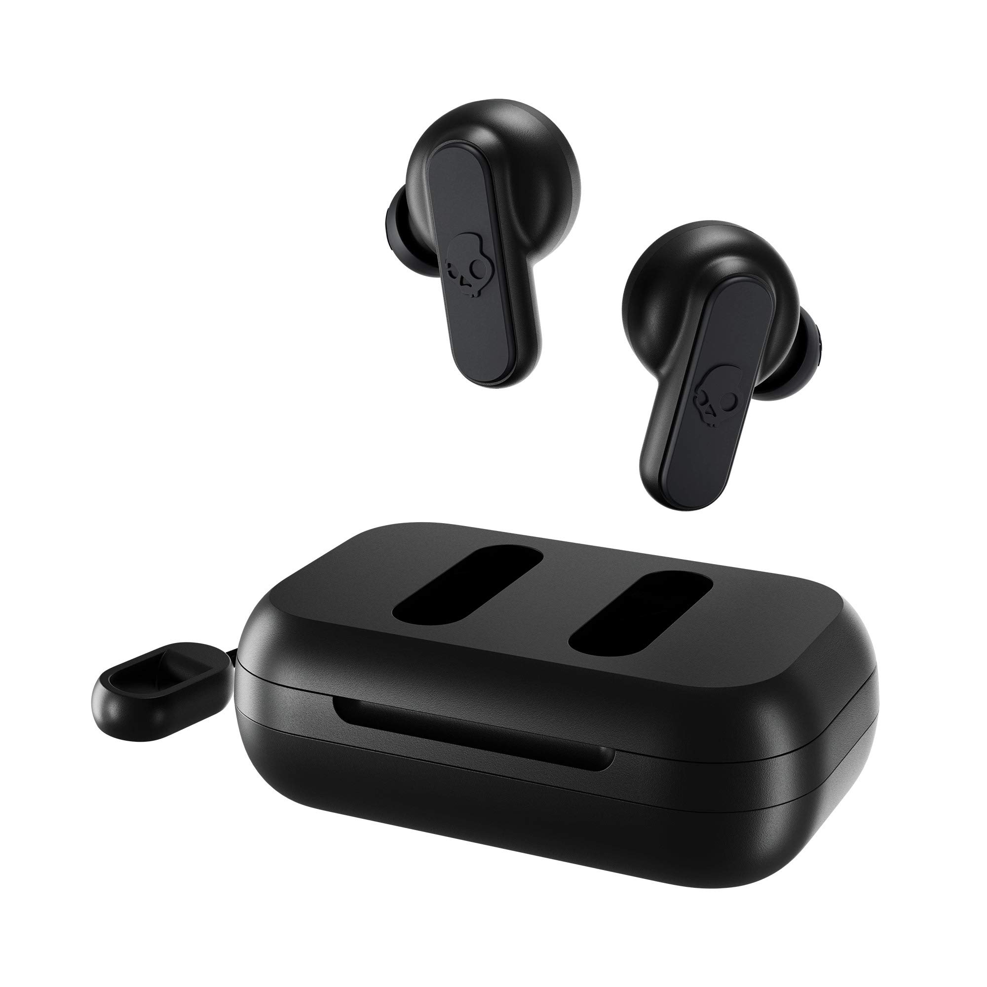 Skullcandy Dime 真无线入耳式蓝牙耳塞，兼容 iPhone 和 Android / 充电盒和麦克风 / 非常适合健身房、运动和游戏，IPX4 防水防尘 - 黑色