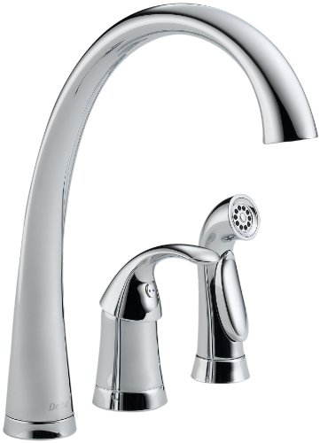 Delta Faucet Pilar 单把厨房水槽水龙头，带侧喷器，匹配表面，镀铬 4380-DST