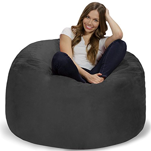 GT Ventures -- DROPSHIP Chill Sack 豆袋椅：巨型 4' 记忆海绵家具豆袋 - 带柔软超细纤维套的大沙发 - 木炭