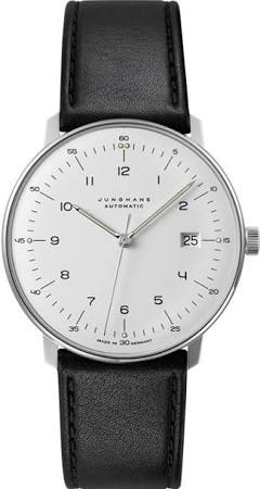 Ultralux LLC Junghans男士“ Max Bill”自动不锈钢皮革皮革正装手表，颜色：黑色（型号：027 / 4700.00）