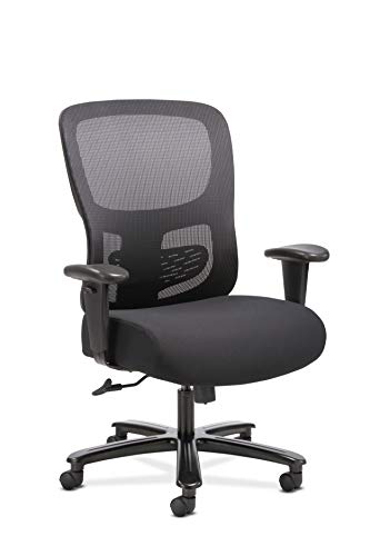 HON Sadie 大而高办公电脑椅，高度可调节扶手，带可调节腰部，黑色 (HVST141)。