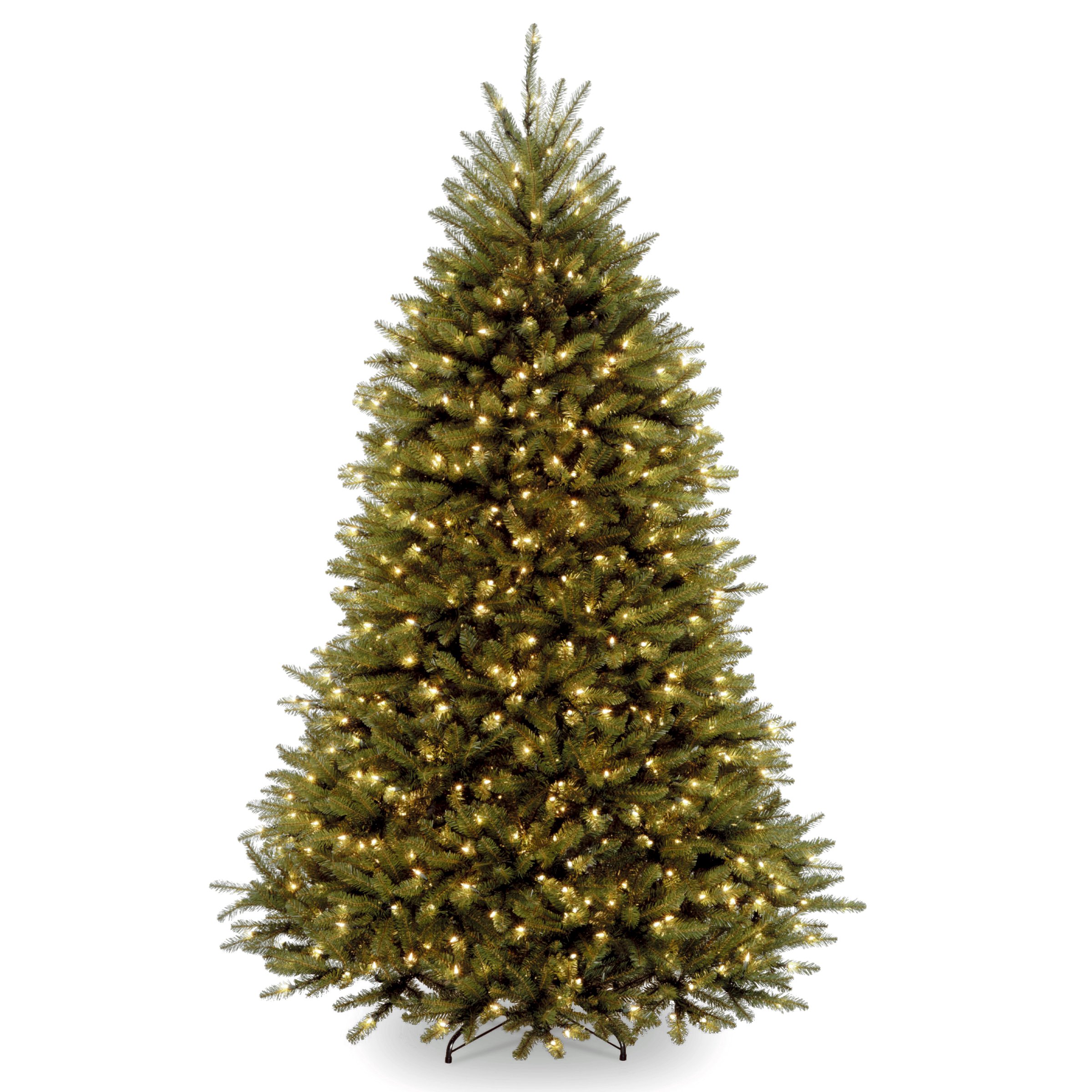 National Tree 公司预亮人造圣诞树，绿色，登喜路冷杉，白灯，包括支架，6 英尺...