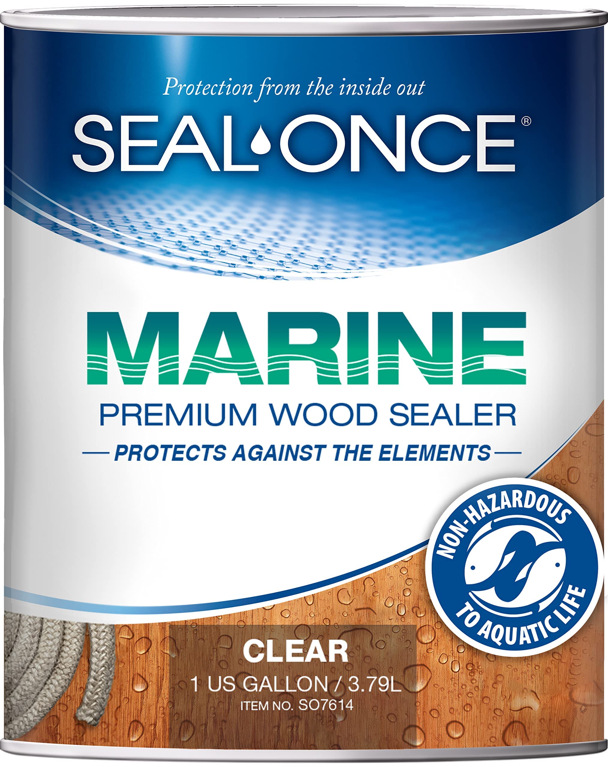 Seal-Once 海洋优质木材密封剂 - 防水密封剂 - 木材着色剂和密封剂合二为一 - 1 加仑和透明...