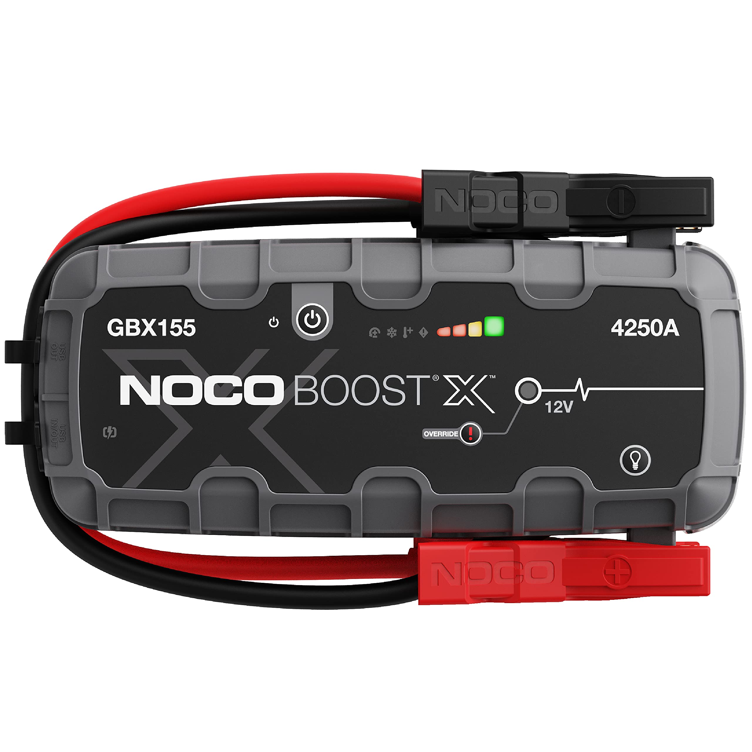  NOCO Boost X GBX155 4250A 12V UltraSafe 便携式锂应急启动器、汽车电池增压器组、USB-C 移动电源充电器和跨接电缆，适用于最高 10.0 升汽油发动机和 8.0 升柴油...