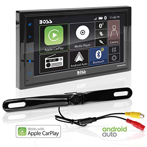  BOSS Audio Systems 系统BCPA9685RC带后视摄像头的Apple CarPlay Android Auto汽车多媒体播放器-Double-Din，6.75英寸LCD触摸屏，蓝牙，MP3播放器，USB端口，AM / FM汽车收音机...