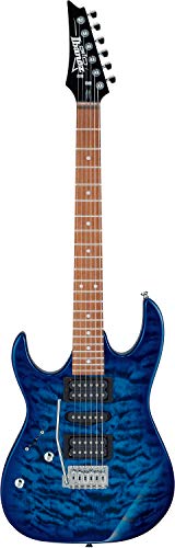 Ibanez GRX 6 弦实心电吉他，左，透明蓝色 Burst，Full (GRX70QALTBB)