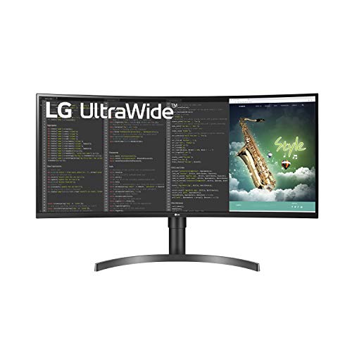 LG 35WN75C-B 超宽显示器 35 QHD (3440 x 1440) 曲面显示屏，sRGB 99% 色域，HDR 10，USB-Type C，AMD FreeSync，3 边几乎无边框设计 - 黑色