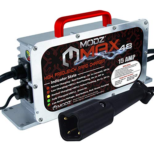 MODZ Max48 15 AMP 雅马哈 G29 Drive & Drive 2 电池充电器适用于 48 伏高尔夫球车