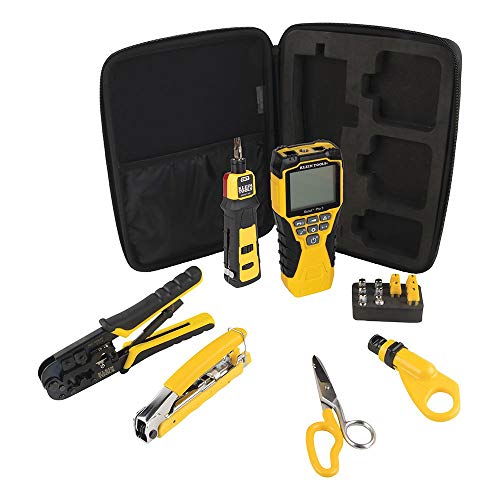 Klein Tools VDV001819 电缆安装工具套装，带压接器、Scout Pro 3 电缆测试仪、剪刀、打孔工具、手提箱，6 件套