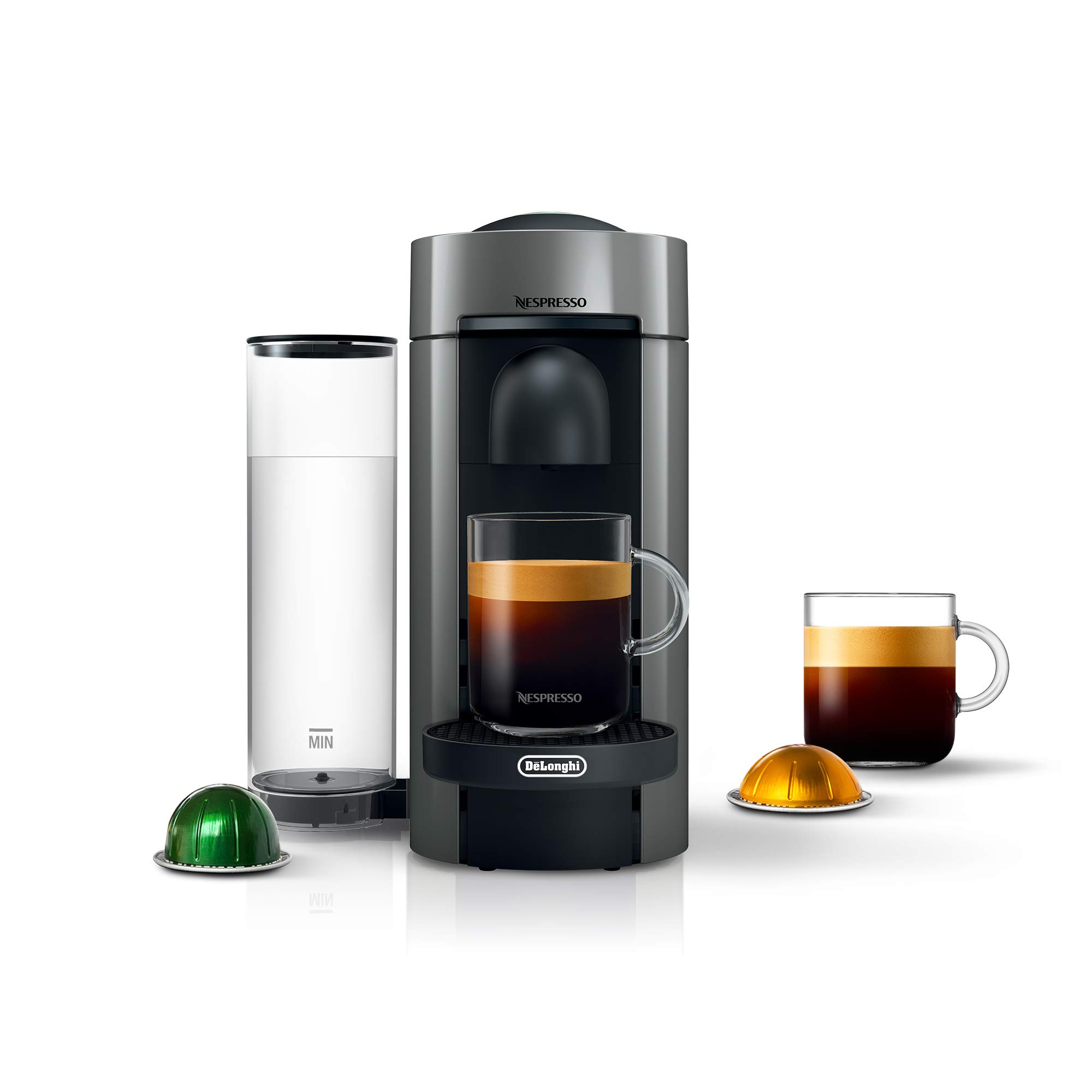 Nespresso VertuoPlus 咖啡和浓缩咖啡机，5 液量盎司，灰色