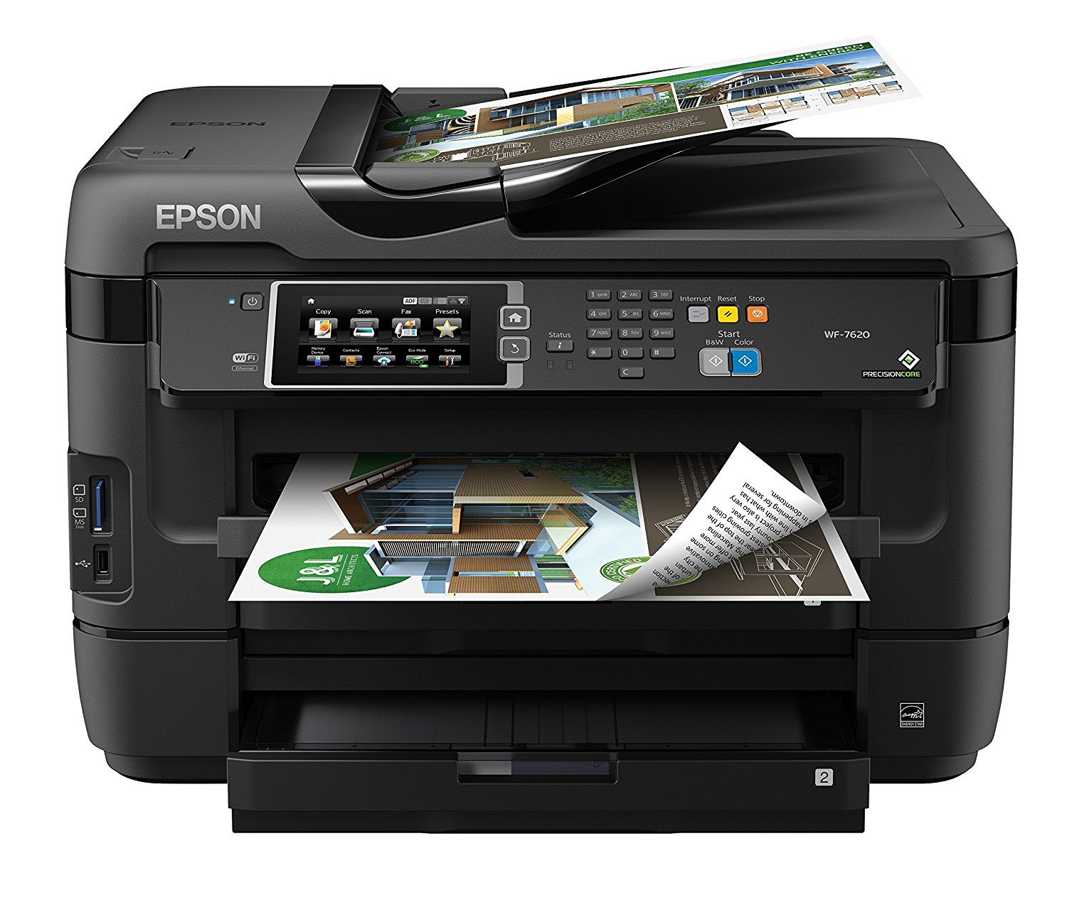 Epson 具有扫描仪和复印机的WorkForce WF-7620无线彩色多合一喷墨打印机