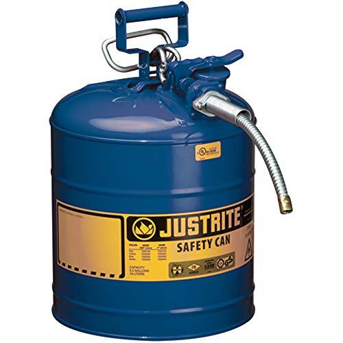 Justrite II 型 AccuFlow 钢制安全罐，适用于易燃物，5 加仑，不锈钢阻火器，5/8'' 金属软管