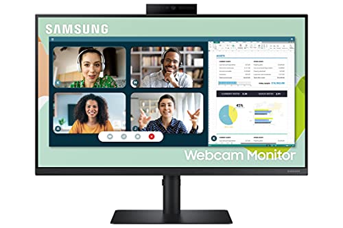 Samsung S40VA 系列 24 英寸电脑显示器、HDMI 显示器、75Hz 显示器、IPS 显示器、内置网络摄像头、内置扬声器和麦克风、FreeSync Premium (LS24A400VENXZA)