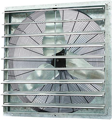 iLIVING - 36' 壁挂式百叶窗排气扇 - 自动百叶窗 - 单速 - 通风风扇适用于家庭阁楼、棚屋或车库通风，6128 CFM，9000 SQF 覆盖面积，银色 (ILG8SF36S)
