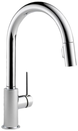 Delta Faucet Trinsic 单把手厨房水槽水龙头，带下拉式喷雾器和磁性对接喷头，镀铬 9159-DST