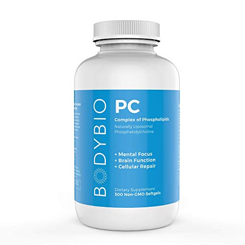 BodyBio -PC磷脂酰胆碱，脂质体磷脂复合物，促进细胞健康-增强脑功能，注意力，记忆力和清晰度-微生物组支持-科学和研究支持-300软胶囊