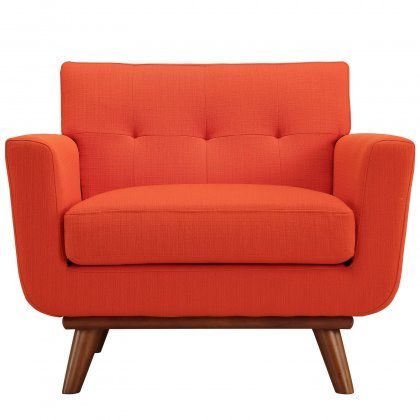 Modway Engage Collection EEI-1178-ATO 40'扶手椅，配樱桃橡胶木腿履带支脚簇绒和原子感织物红色