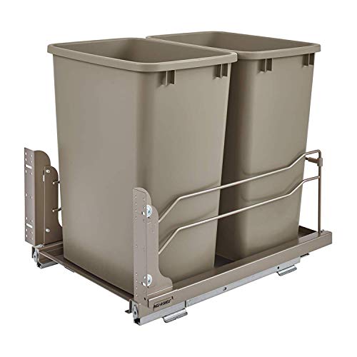 Rev-A-Shelf 53WC-1835SCDM-212双35夸脱抽拉式安装在厨房垃圾桶下面的垃圾桶，带有软...