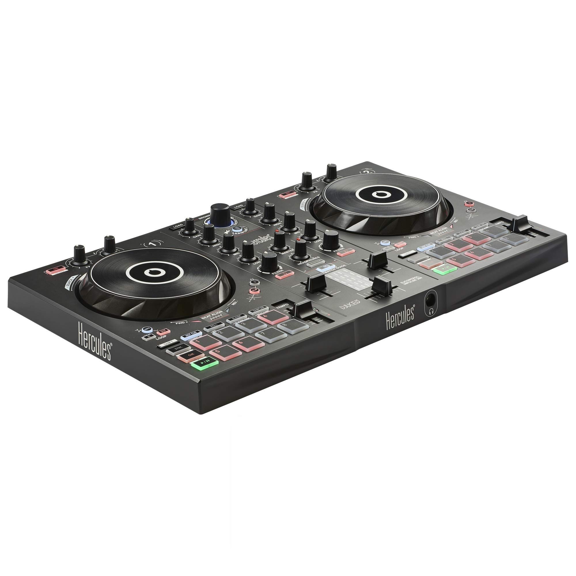 Hercules DJ DJ 控制脉冲 300 | 2 通道 USB 控制器，包含 Beatmatch 指南、DJ Academy 和完整 DJ 软件 DJUCED