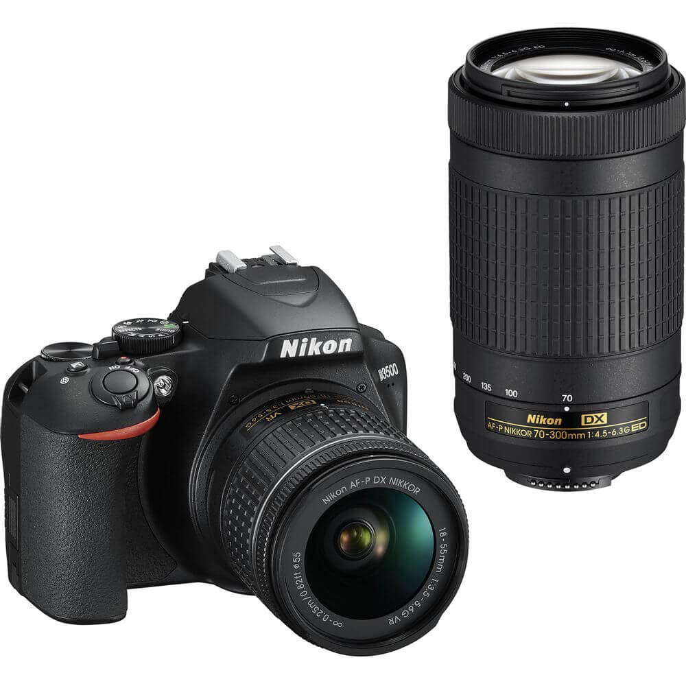 Nikon 带有AF-P DX尼克尔18-55mm镜头的尼康D3500单反相机（黑色）