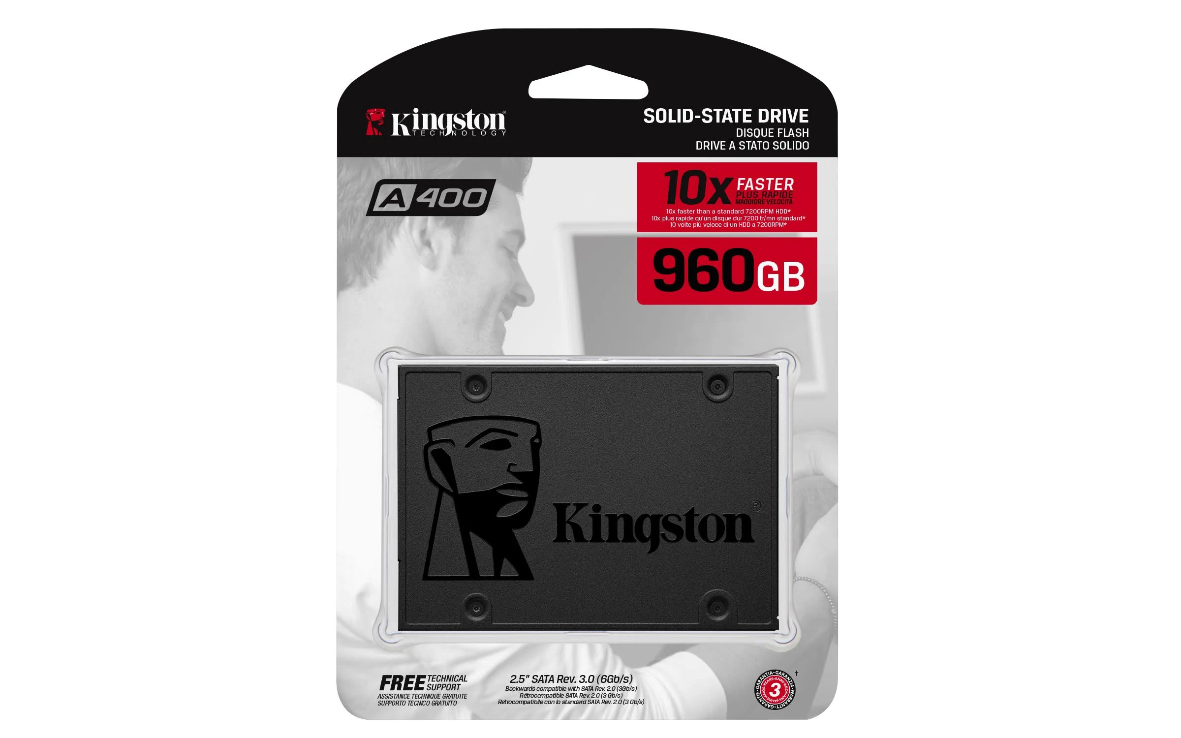 Kingston 金士顿A400 SSD 120GB SATA 3 2.5€固态硬盘SA400S37 / 120G-提高性能