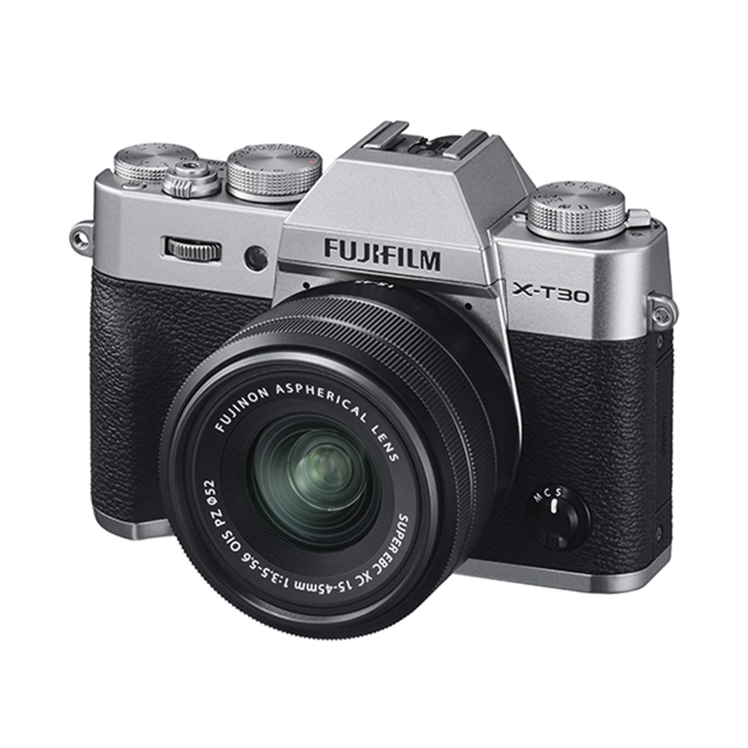 Fujifilm 富士X-T30无镜相机，带XC 15-45mm f / 3.5-5.6 OIS PZ镜头-银色