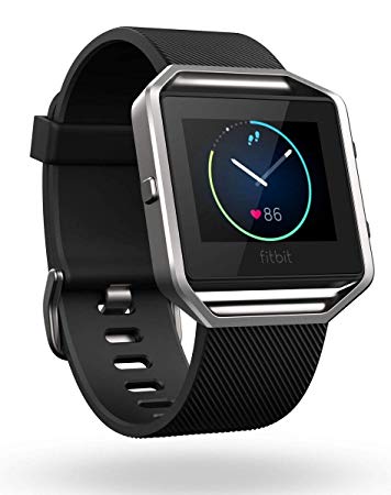 Fitbit Blaze智能健身手表，黑色，银色，小号（美国版）