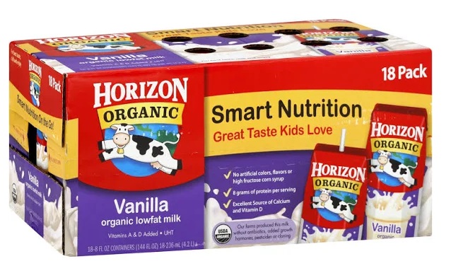 Horizon Organic 低脂牛奶，香草-18盒，每盒8盎司...