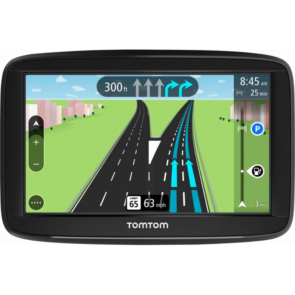 TomTom VIA 1525M 5英寸GPS导航设备，具有北美免费终身地图，高级车道引导和语音转弯指示