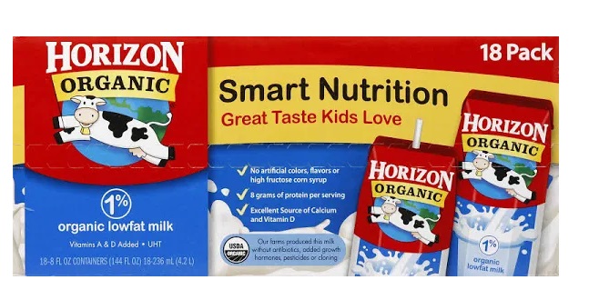 Horizon Organic 低脂牛奶-18粒，每个8盎司